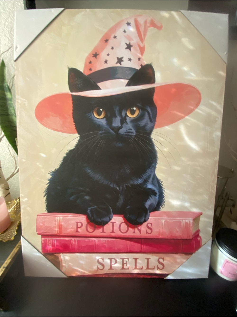 New. Cat Witch Art Print with Pink Hat